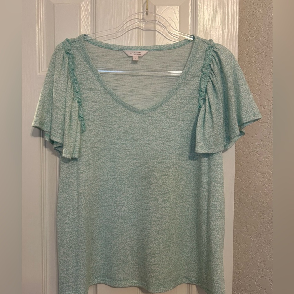 LC Lauren Conrad Mint Green Ruffle Sleeve Blouse